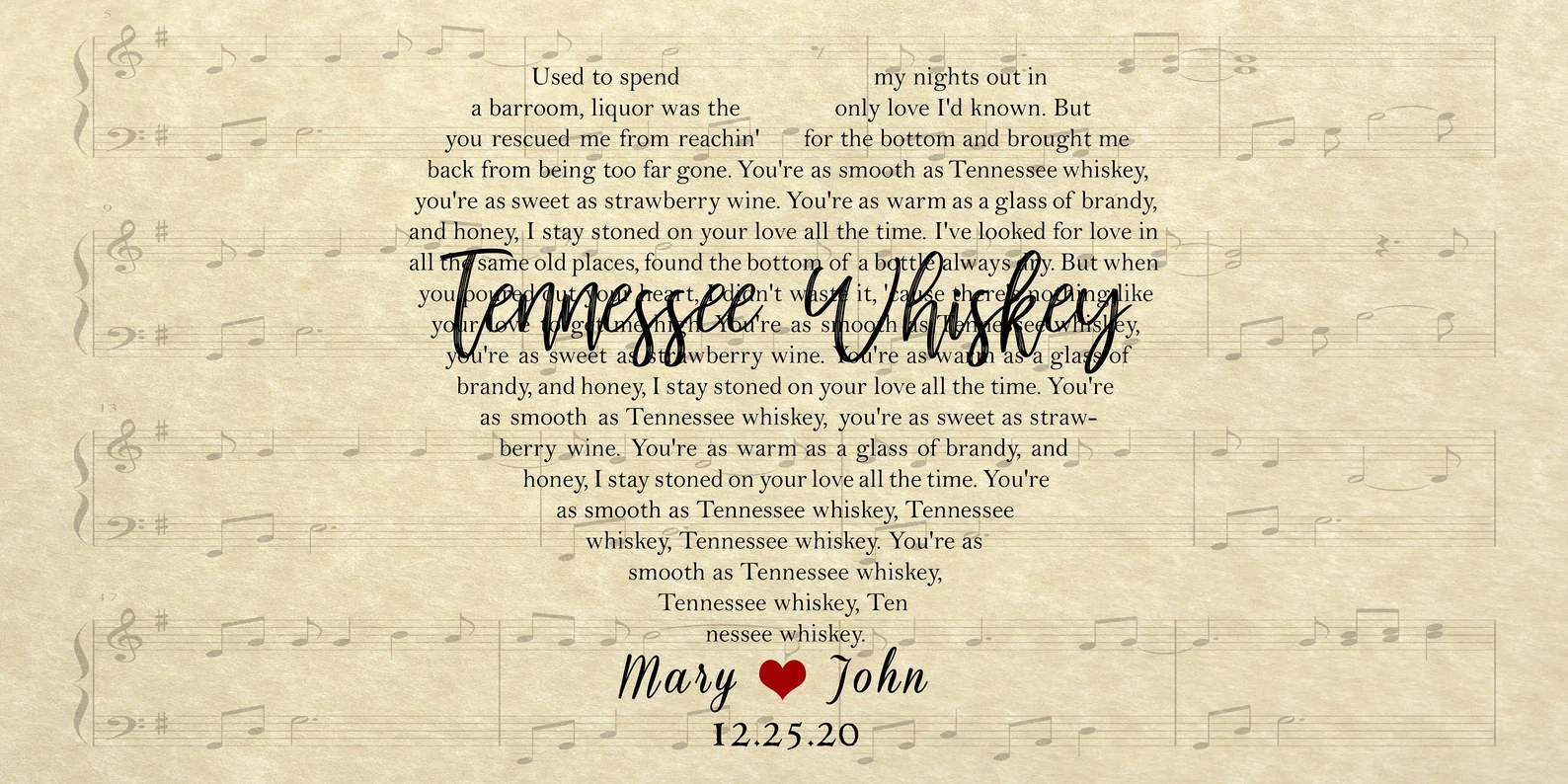 Whiskey Heart Custom Song Lyrics